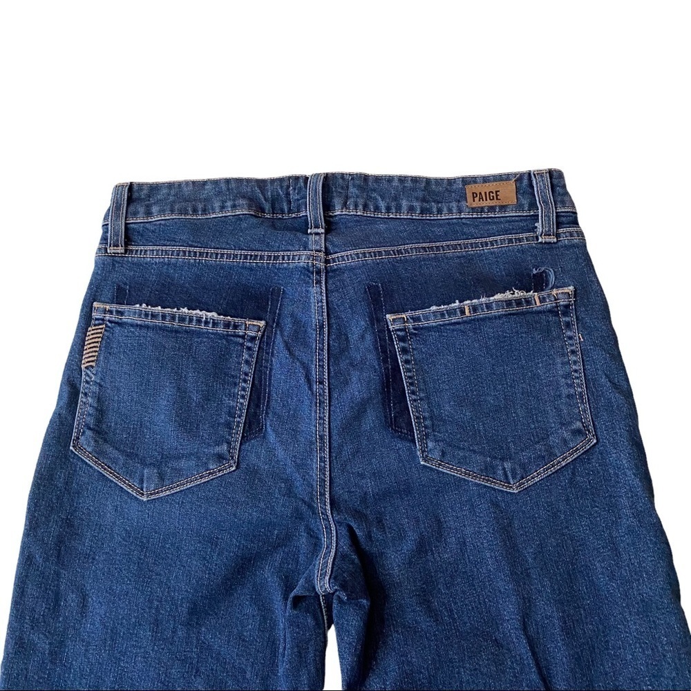 Paige Julia Medium Wash Felice Seamed Distressed Uneven Raw Hem Denim Jean 28x28 - Picture 10 of 14